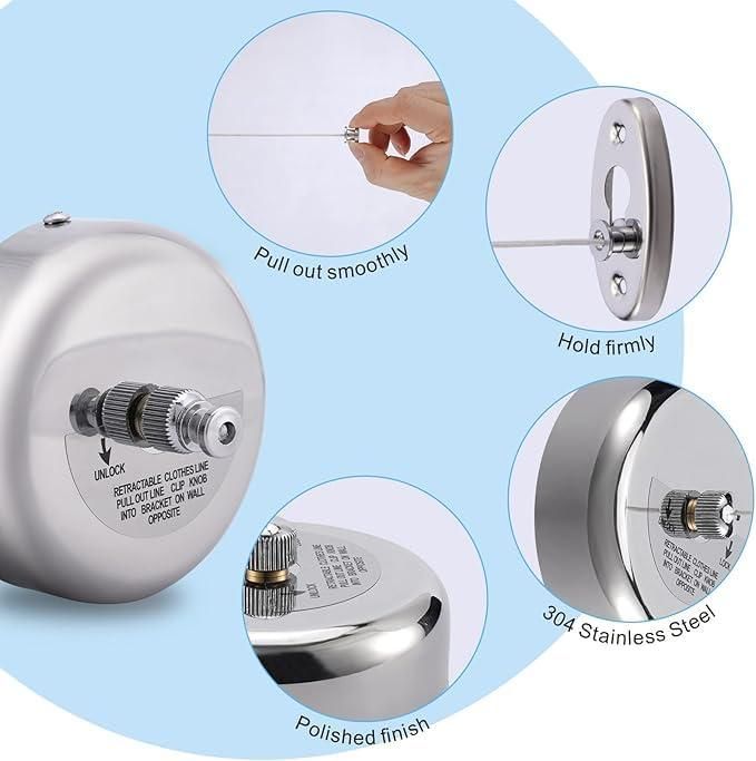 Dry-Ease⢠- The Retractable Cloth Drying line - Stainless Steel|š„FLAT 50% SAVINGš„